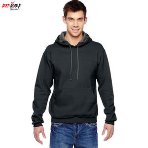 Otoño moda nuevo estilo personalizado hombres Sudadera con capucha y sudadera liso teñido superior en talla grande diseño de ropa de hombre - Product Image 2