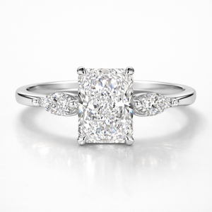 Radiant & Marquise Cut Moissanite Diamond 9K Gold Three-Stone <b>Ring</b> Stylish Wedding Band <b>for</b> <b>Men</b> & Women - Product Image 3