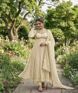 DESIGNER FENDY SATIN RAMBO SEQUENCE EMBROIDERY WORK COTTON GOWN BOTTOM KURTI MULTI COLOR WEDDING WEAR WHOLESALE PRICE ETHNIC - Product Image 1