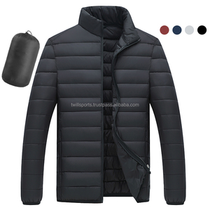 OEM Winter Outdoor Men's Puffer <b>Jacket</b> Custom Logo Canvas Fabric Stand Collar <b>Silver</b> Shiny and Padded Wholesale Customized - Product Image 1