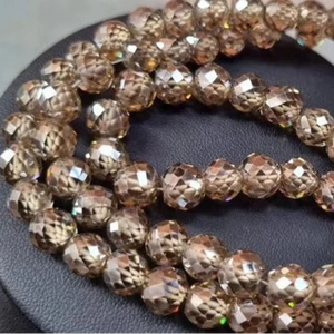 232 Ct amarillo champán Moissanite Beads 8 MM facetado Moissanite Beads AAA grado excelente corte joyería personalizada - Product Image 2