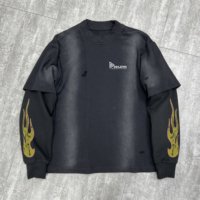 Kaos Pria Lengan Panjang Double Layer Oversize 100% Katun Custom OEM, Cetak Digital, Cepat Kering, Bernapas