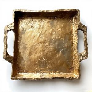 Plateau rectangulaire en aluminium StarlitShine avec poignée artisanale finition brossée et poids équilibré pour un divertissement élégant à la maison - Product Image 4