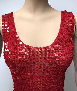Handmade Summer Midi <b>Top</b> for Women Solid Crochet Knitted A-Line Silhouette Casual Spaghetti Strap Hollow <b>Sequin</b> Tank <b>Top</b> - Product Image 6