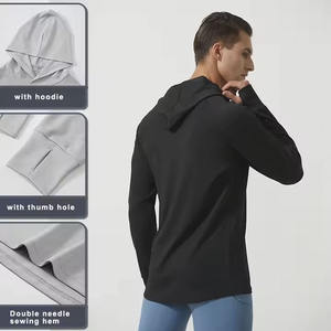เสื้อฮู้ดกีฬาของผู้ชาย, เสื้อฮู้ดทรงหลวมรูนิ้วโป้งสำหรับวิ่งออกกำลังกายฝึกซ้อมเสื้อฮู้ดแห้งเร็วสำหรับผู้ชาย - Product Image 6