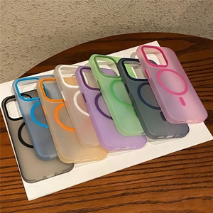 Matte Candy Magnetic Wireless Charging Transparent Phone Case for iPhone 16 15 17 Pro Max 14 Plus Shockproof Hard <strong>Mobile</strong> <strong>Cover</strong>