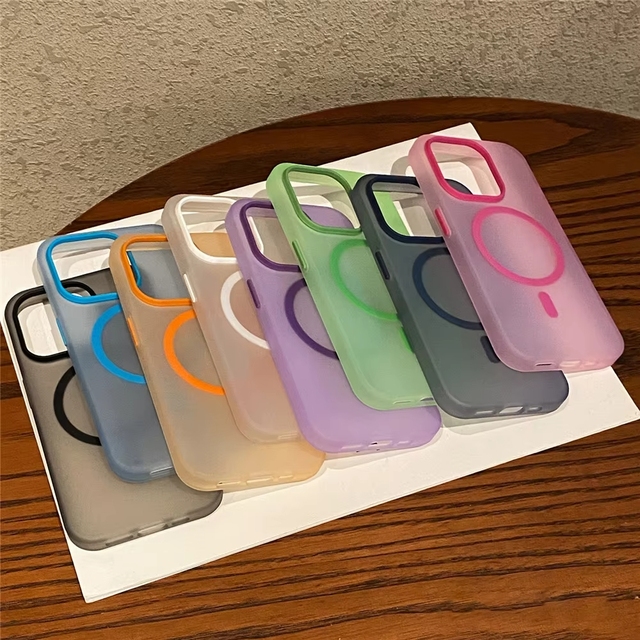 Matte Candy Magnetic Wireless Charging Transparent Phone Case for iPhone 16 15 17 Pro Max 14 Plus Shockproof Hard Mobile Cover
