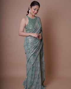 Nouveau Design Bollywood Georgette, broderie séquentielle lourde, sarouel de travail et chemisier fabricant de Surat inde - Product Image 2