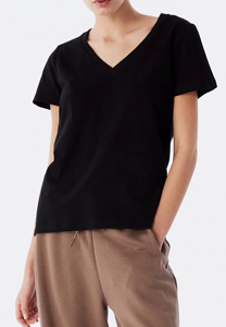 Personalizar cuello en V profundo negro camiseta mujer secado rápido cuello en V Camisetas Mujer 100% algodón poliéster Tops - Product Image 3