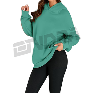 Sudadera con capucha de gran tamaño verde mar para mujer, Jersey informal holgado, sudadera de algodón suave con capucha, ropa de calle de manga larga, sudadera de moda, top - Product Image 3