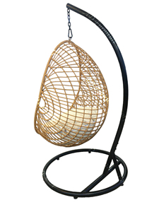 PRSW-045 Weather Resistant Poly Rattan Outdoor Swing Chair Modern <b>Egg</b> Design with Stand for Living Room Park & Mall - Product Image 5