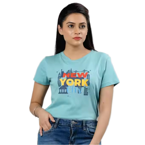 Camisetas Cortas para Mujer, Elegantes, Estampadas, de Mezcla de Algodón, Ajustadas, Transpirables, Duraderas, con Costuras Resistentes, Diseño Personalizable y Cómodo - Product Image 1