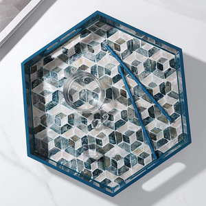 Plateau élégant en nacre pour la décoration de table Assiette en nacre HNH Plateaux de service alimentaire artisanaux Conception OEM au Vietnam - Product Image 6