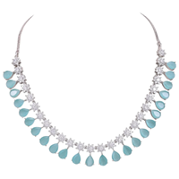 925 argent Sterling plaqué aigue-marine pierre ensembles de bijoux cz diamant bijoux de mode femmes collier et boucles d'oreilles