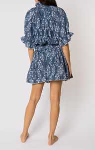 เดรสสั้นคอวีแขนสั้นพิมพ์ลายสำหรับใส่ในวันหยุดดีไซน์เนอร์ความยาวขนาดเล็ก2024ใหม่ - Product Image 3