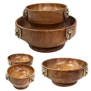 Industry Trending Handmade Eco-Friendly <b>Wooden</b> <b>Fruits</b> Nuts Bowl Metallic Accents New Arrival Fabulous Quality Housewarming Gifts - Product Image 4