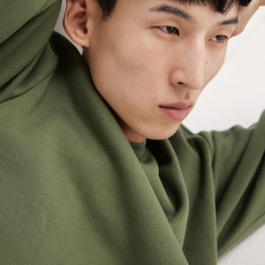 Sweatshirts surdimensionnés d'hiver légers et simples pour hommes, imprimés avec logo personnalisé d'usine, sweats à capuche brodés tricotés lavés - Product Image 3