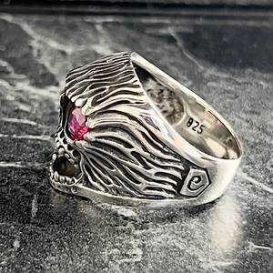 Handmade Men's Gothic Skull <b>Ring</b> Cool Biker Skeleton Design with Oxidized Detail Extraordinary <b>Crystal</b> <b>Ring</b> for Boys - Product Image 4