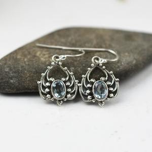 Tendance 925 Sterling Silver Blue Topaz Gemstone Boucles D'oreilles Bijoux À La Main Boho Style Boucles D'oreilles Bijoux Pour Femmes Cadeau Pour Les Filles - Product Image 4