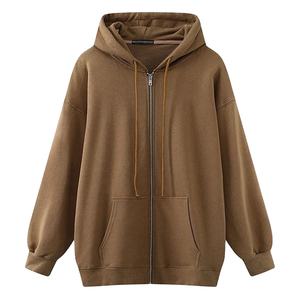 Nouveau cardigan à capuche pour femme à manches longues avec logo sur le devant et le dos, fermeture éclair, sweat-shirt avec poches pour un usage décontracté - Product Image 1