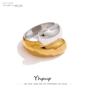 แหวนสแตนเลสชุบทอง ดีไซน์เกลียวแบบวินเทจ แหวนเปิดได้ ประดับด้วยทอง 18K สีทอง สำหรับงานปาร์ตี้ - Product Image 1