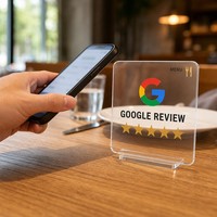 Plaque NFC transparente en acrylique 13,56 MHz, carte de menu RFID 12x12cm, mémoire 144 octets, étanche, URL programmable pour restaurant
