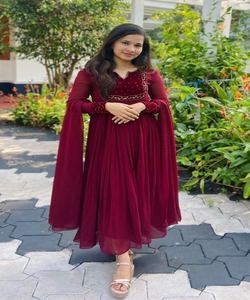 Hermosa Georgette diamante mano trabajo cuello vestido con dupatta mangas completas ropa de boda precio barato textil dupattas - Product Image 6