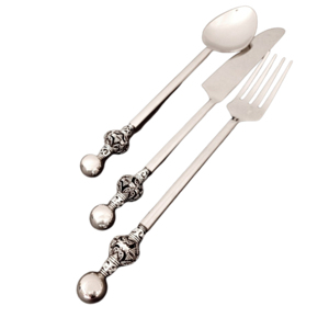 Couverts Offre Spéciale à la mode en acier inoxydable poignée gaufrée argent plaqué mariage argenterie ensemble de couverts pour le dîner - Product Image 3