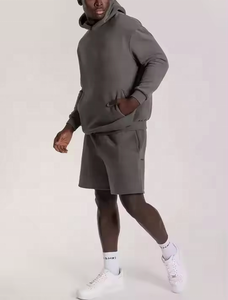 Ensemble sweat-shirt à capuche deux pièces pour hommes fournisseur OEM survêtement tricoté et respirant ensemble de streetwear fitness décontracté avec logo personnalisé - Product Image 3