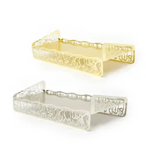 Plateau de service antique en métal de forme rectangulaire dorée pour la décoration de table de maison et de restaurant Plateau décoratif de table de mariage - Product Image 6