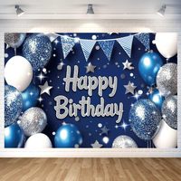 Toile de fond esthétique Joyeux Anniversaire, thème ballons rose, or rose, noir et or, en polyester durable, pour photographie et fête, 5,9 x 3,6 pieds