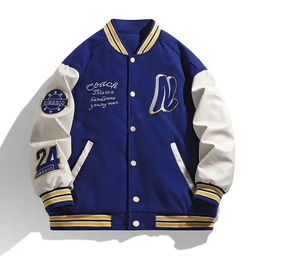 Haute qualité personnalisé hommes Varsity Letterman Style Baseball veste pour hiver automne laine Polyester tissu sans col Vintage - Product Image 4
