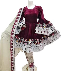 Ropa étnica afgana tradicional de Salwar Kameez de seda elegante afgana tradicional personalizada del fabricante para la venta 602 - Product Image 1