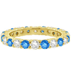 Anillo de Eternidad de Oro Amarillo de 14k con Diamantes Azules y Blancos de Fantasía (1.07ct) - Product Image 2