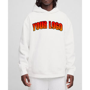 Sudadera con Capucha Personalizada de Alta Calidad, 100% Algodón, 400 GSM, Gruesa, Blanca, Estampada, de Felpa, Talla Grande, Antiencogimiento, para Hombre, al por Mayor - Product Image 1