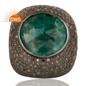 ต่างหูเม็ดเดี่ยวเพชรธรรมชาติและมรกตสีเงินขายดีเครื่องประดับที่กำหนดเองสำหรับผู้หญิงของขวัญสำหรับผู้หญิงสำหรับเธอ - Product Image 3