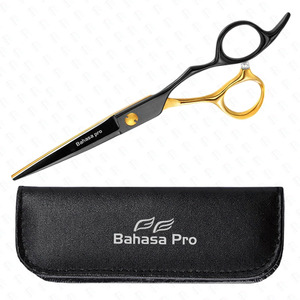 Tijeras de peluquero negras doradas, hoja de afeitar afilada de acero inoxidable, tijeras de aseo, herramientas de belleza para salón y uso Personal - Product Image 5