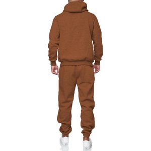 Ensemble deux pièces automne-hiver pour hommes et femmes, survêtement décontracté en polaire chaud uni, à capuche surdimensionnée, sweat-shirt à manches longues, ensemble de sport - Product Image 3