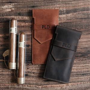 ALW 2025 Brown Leather Portable Cigar Case <b>Pouch</b> Box Custom Travel Case with Cutter Accessory OEM ODM Available - Product Image 6