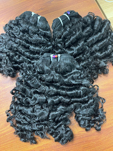 Cheveux humains vietnamiens bruts de haute qualité Double dessiné un donneur trame naturelle birmane Extension de cheveux bouclés trame dentelle avant perruque - Product Image 2