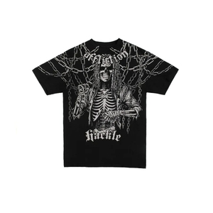 Camiseta Negra Affliction con Estampado Gráfico Retro, Camiseta Unisex Gótica de Calle, Hip Hop, Streetwear, Algodón Lavado, Manga Corta - Product Image 6