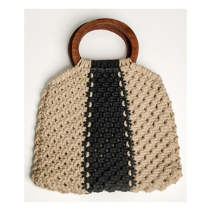 Macrame กระเป๋าผ้าฝ้ายทำมือสำหรับผู้หญิงกระเป๋าช้อปปิ้งและเครื่องสำอางมีที่จับคู่ - Product Image 2