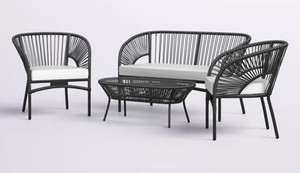 Silla de mimbre resistente al agua de aluminio para exteriores, conjunto de muebles KD de lujo, cuerda tejida a mano, muebles de jardín para exteriores - Product Image 5