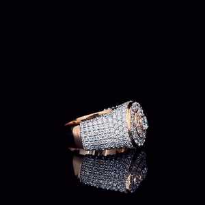 Mens iced out hip hop ring wide band moissanite <b>cluster</b> multi halo pave setting gold plated s925 silver wholesale - Product Image 4
