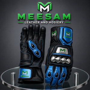 Gants de course en cuir PU respirant et protecteur, à doigts entiers, avec fermeture à boucle, design unisexe à empiècements, pour utilisation en moto - Product Image 3
