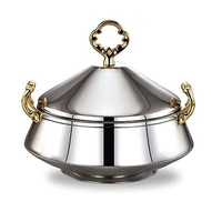 Plat de service isotherme matelassé en acier inoxydable doré, durable, avec couvercle, pour garder les aliments au chaud, vaisselle de luxe