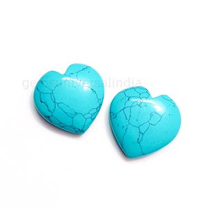 Piedra preciosa en forma de corazón tallada a mano suave turquesa azul para la fabricación de joyas cabujón de piedras preciosas sueltas tallado turquesa de 20mm - Product Image 1
