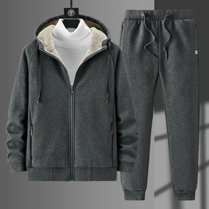 ใหม่ผู้ชายขนแกะที่อบอุ่นแฟชั่นชุดผู้ชายเสื้อHoodie + กางเกงSolid Plusกํามะหยี่กีฬาวอร์ม 2 ชิ้นชุดชาย - Product Image 2