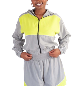 Personnalisé nouvelle mode coupe-vent femmes ensembles 2025 deux pièces Shorts ensemble élégant à manches longues Shorts costume léger Shorts ensemble - Product Image 1