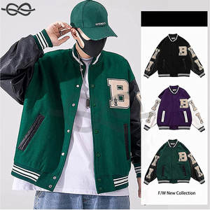 Fabricant OEM Broderie en chenille de haute qualité Manches en cuir pour hommes College Bomber de baseball personnalisé Letterman Laine satin - Product Image 4